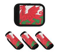 Lot de 4 housses de poignée de bagage - Motif drapeau du Pays de Galles - Pour sac, sac à dos, bagages