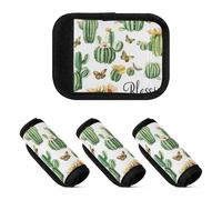 Lot de 4 housses de poignée de bagage rétro motif cactus blanc doux et robuste pour sac de courses, Cactus blanc rétro bénédiction, 1 sizex4