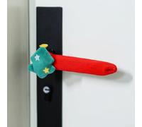 Lot de 4 housses de poignée de porte de Noël avec cloches suspendues, protection en tissu conçues pour s'adapter aux poignées de porte et ajouter du charme de vacances (C)