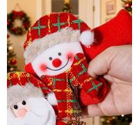 Lot de 4 housses de poignée de porte festives avec motif Père Noël et clochette de dessin animé, tissu doux qui protège les boutons et ajoute de la joie à n'importe quelle pièce (E-4 pièces)