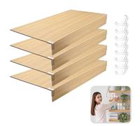 Lot de 4 Housses de Rack en PVC pour Garde-Manger 25 x 10 x 2.5 in, Décoration de Placard Amovible pour Placard, Cuisine, Salle de Bain, Bureau, Couleur du Bois