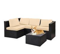 Lot de 4 housses de rechange résistantes à l'eau pour coussins de meubles de terrasse, housses de canapé souples 1/2/3 places, housses de siège d'extérieur pour jardin et rotin (beige)