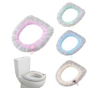 Lot de 4 housses de siège de toilette pour l'hiver - Accessoires de salle de bain d'hiver lavables - Pour propriétaires et locataires dans les climats froids - Pour cave, chambre d'amis, maison de