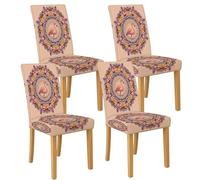 Lot de 4 housses de siège en élasthanne extensibles et lavables à motif d'oiseau tropical pour salon, salle à manger