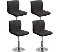 Lot de 4 housses de tabouret de bar pivotantes en cuir synthétique extensible avec dossiers, imperméables, résistantes aux taches, lavables, avec base élastique, idéales pour pub, salle à manger, noir