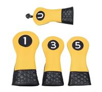 Lot de 4 housses de tête de club de golf et ensemble de protection léger pour les amateurs de golf (jaune)