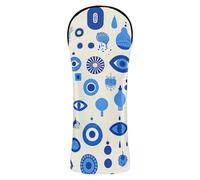 Lot de 4 housses de tête minimalistes en cuir de qualité supérieure pour clubs de golf avec numéros interchangeables pour conducteur, bois et hybride Bleu turc