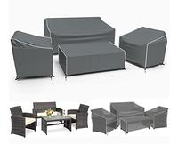 Lot de 4 housses imperméables pour meubles de patio, meubles d'extérieur - Housses robustes pour meubles de patio, canapé d'extérieur, housse de canapé d'extérieur, housse de table basse incluse,
