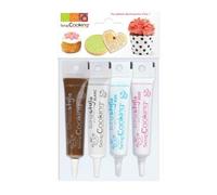 Lot De 4 Icings Stylos Deco Blanc, Rose,