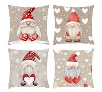 Lot de 4 Impermeable Coussin Exterieur Taie Oreiller en Lin Père Noël Flocon De Neige Decoration Maison Coussin Douillet Jardin Coussins Exterieur Taie D'oreiller Moderne Pour Canapé 40x40cm s-537
