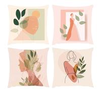 Lot de 4 Impermeable Coussin Exterieur Taie Oreiller en Velours Peinture Pour Femmes Decor Maison Coussin Douillet Jardin Coussins Exterieur Taie D'oreiller Moderne Pour Canapé Chambre 70x70cm s-512