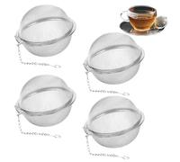 Lot de 4 Infuseurs à Thé en Acier Inoxydable 4.5cm, Filtre Infuseur Passe Boule, Passoire à thé avec Crochet à Chaîne Allongé pour Feuilles Herbes Filtre Fruits