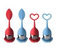 Lot de 4 infuseurs à thé en vrac, infuseur à thé en silicone, infuseur à thé avec longue poignée, accessoires pour la préparation du thé