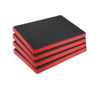 Lot de 4 inserts en mousse anti-chocs pour boîte à outils rigide, rembourrage en mousse EPE pour organisation et protection des outils - 45 x 33 x 3,8 cm - Noir et rouge