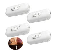 Lot de 4 Interrupteur Bipolaire Blanc, 6A 250V Interrupteur Lampe de Chevet en Ligne, Bouton Poussoir Remplacement pour Réparation Luminaire, Installation Facile sans Soudure pour Bricolage