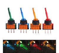 Lot de 4 interrupteurs à bascule, 12 V 20 A, LED, 3 broches, SPST, interrupteur à bascule, interrupteur ON-OFF étanche, pour voiture, camion, bateau