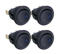 Lot de 4 interrupteurs à bascule à LED bleues de 19 mm, 12 V CC SPST ON/OFF avec lumière à pointe, pour voiture, bateau, moto, distributeur d'eau sur tapis roulant et panneau de commande industriel