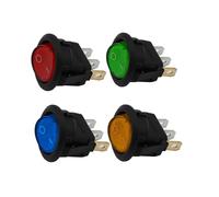 Lot de 4 interrupteurs à bascule ronds à LED for bateau 12 V 220 V SPST ON/OFF, commandes électriques les plus vendues KCD1-2(Mixed 4Pcs,12V)