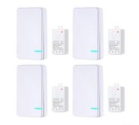 Lot de 4 interrupteurs avec récepteur, étanche IP66, minuterie programmable et programme, blanc