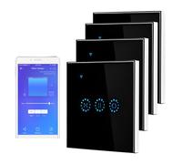 Lot de 4 interrupteurs de volet roulant - Commande Wi-Fi - Minuterie Smart Life Smart Curtain Switch APP Remote & Voice Control - Compatible avec Alexa Echo et Google Assistant - Noir
