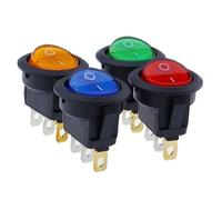 Lot de 4 interrupteurs LED 12V/220V 16A, interrupteur marche/arrêt for éclairage de voiture, interrupteur à bascule rond 3 broches KCD1(Each color,220 V)