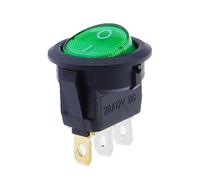 Lot de 4 interrupteurs LED 12V/220V 16A, interrupteur marche/arrêt for éclairage de voiture, interrupteur à bascule rond 3 broches KCD1(Green,220 V)