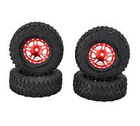 Lot de 4 jantes en alliage d'aluminium et pneus en caoutchouc de 2,5 cm pour chenilles axiales SCX24 90081 AXI00001 AXI00002 1/24 (Rouge)