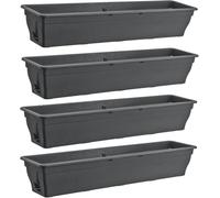 Lot de 4 jardinières de balcon - 100 cm - Réservoir d'eau - Anthracite - 25 l