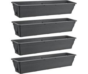 Lot de 4 jardinières de balcon - 100 cm - Réservoir d'eau - Anthracite - 25 l