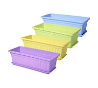 Lot de 4 jardinières en plastique de 43,2 cm pour rebord de fenêtre, terrasse, décoration d'intérieur, porche