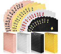 Lot de 4 jeux de cartes de poker étanches en plastique - Cartes de poker fantaisie étanches - Outil de jeu pour homme et adulte - Pour fête d'anniversaire