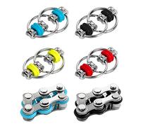 Lot de 4 jeux de chaîne flippy, avec 2 chaînes à 6 rouleaux, jeu Fidget pour soulager le stress, porte-clés anneau en fer, jeu de chaîne de vélo, adapté pour adultes et enfants.
