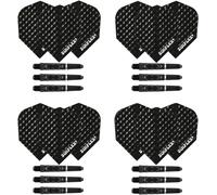 Lot de 4 jeux de tiges de fléchettes Dimplex et ailettes de fléchettes Dimplex-12 tiges de fléchettes,12 ailettes de fléchettes au total-Moyennes et courtes (courtes,noires)
