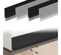 Lot de 4 Joints de Porte Auto-Adhésifs, Brosse d'Étanchéité 100 cm, Arrêt-Draught pour Portes, Insulation Phonique contre Poussière et Insectes (Noir, Gris)