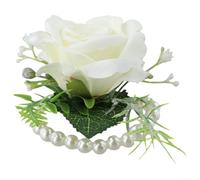 Lot de 4 jolies roses de poignet pour mariages et banquets, accessoire parfait pour les mariées et les demoiselles d'honneur (blanc)