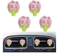 Lot de 4 jolis désodorisants pour grille d'aération de voiture - Accessoires esthétiques pour intérieur de voiture - Décoration pour grille d'aération de voiture - Style 5 - Rose