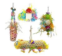 Lot de 4 jouets à mâcher pour oiseaux, perruches, accessoires pour perroquets, colorés, pour cage, barres d'escalade, suspensions, inséparables, entraînement quotidien, à la maison