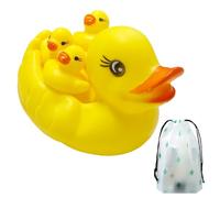 Lot de 4 jouets de bain en forme de canard en caoutchouc pour bébé avec 1 sac de rangement avec cordon de serrage, canard flottant pour la piscine à la maison, jouets classiques en caoutchouc pour la