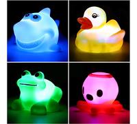 Lot de 4 Jouets de Bain Lumineux, Jouet de Bain Flottant pour Douche de bébé adapté à la Baignoire, au Bain et à la Piscine, Cadeaux de fête préscolaire, Peut clignoter vivement la lumière Changeante