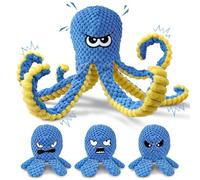 Lot de 4 jouets interactifs pour chien, jouets couineurs et puzzle en peluche froissée durable, forme de pieuvre, amusants pour chien de petite taille