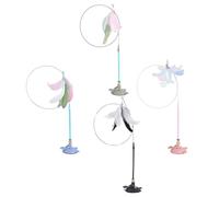 Lot de 4 jouets pour chat avec ventouse qui adhère au sol, jeu interactif, enrichissant pour les activités intérieures contre l'ennui chez toutes les races qui soulagent le stress par l'exercice