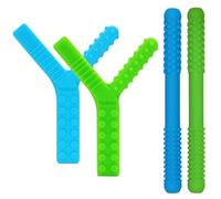 Lot de 4 jouets sensoriels à mâcher pour enfants autistes, pailles de dentition en silicone pour autisme, TDAH, SPD, morsure ou besoins spéciaux, jouets sensoriels pour tout-petits de 1 à 3 ans