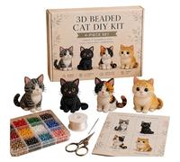 Lot de 4 kits de bricolage 3D en forme de chat avec instructions (français non garanti) - Kit d'art de perles fait à la main - Cadeau pour débutants et amateurs d'artisanat (B)