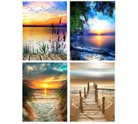 (Lot de 4) Kits de peinture diamant 5D à faire soi-même, voir les kits de peinture par numéro, peinture au point de croix pour déco