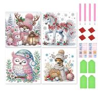 Lot de 4 kits de peinture diamant 5D, forme spéciale strass, 30 x 30 cm, pour art mural et décoration d'intérieur