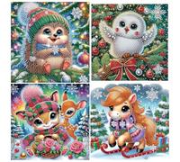 Lot de 4 kits de peinture diamant 5D, forme spéciale strass, 30 x 30 cm, pour art mural et décoration d'intérieur