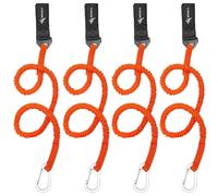 Lot de 4 laisses de pagaie de kayak - Lanière extensible enroulée - Accessoires de pêche pour kayak et pagaie - Orange