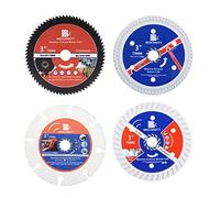 Lot de 4 lames de scie diamant pour couper le bois, les pierres métalliques, 75 mm avec arête de 10 mm à bord continu sec/humide pour granit, marbre, pierre, béton dur, béton renforcé