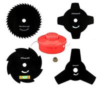 Lot de 4 lames et bobine de fil compatibles avec débroussailleuse Clas BAKAJI Wiltec FP-TECH