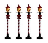 Lot de 4 Lampadaires à Led ""Village"" 10cm Rouge